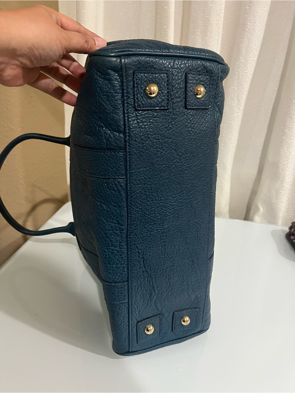 MULBERRY PETROL BLUE GRAINED LEATHER BAYSWATER - Picture 5 of 12